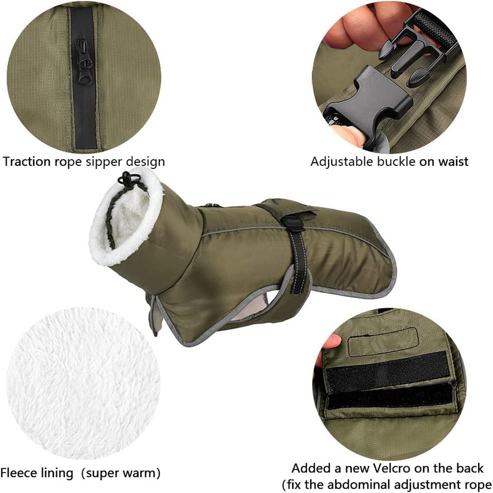 Pet Autumn And Winter Clothes - Thick Warm Waterproof Cold-Proof Cotton Coat - Image 5