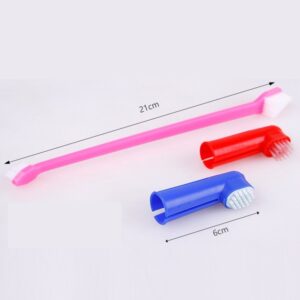 Alternative view of Double Head Toothbrush + Soft Pet Finger Toothbrush Set - Dogs & Cats Teeth Care Cleaning Brush
