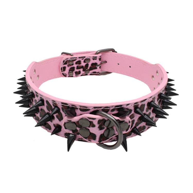 Large Explosion-Proof Rivet Bite-Proof Pet Collar - Berry - Image 7