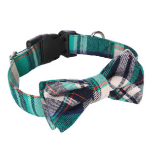 Alternative view of Pet Bow Collar - Grid Pattern Cloth Collar