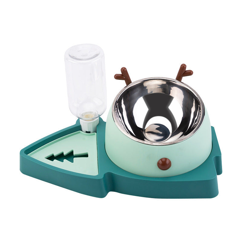 Pet Slow Feeding Bowl & Automatic Water Dispenser Set - Detachable Water Tray, Green - Image 8