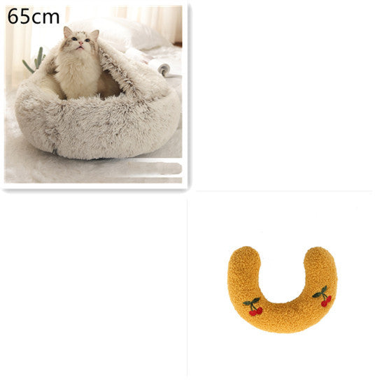 2 In 1 Dog And Cat Bed - Pet Winter Bed, Round Plush Warm Bed House - Image 18