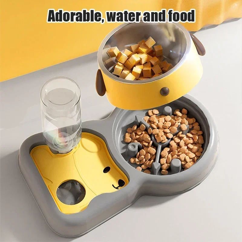 Pet Feeder Bowls & Water Bottle Set - 2-in-1 Feeding and Drinking Dispenser, 15-Degree Tilt Design - Image 3