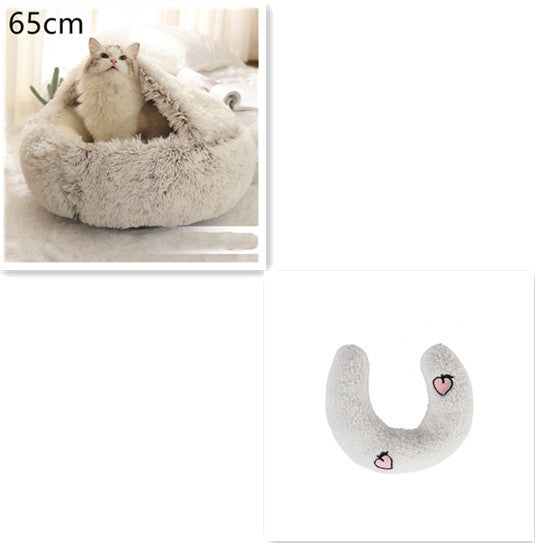 2 In 1 Dog And Cat Bed - Pet Winter Bed, Round Plush Warm Bed House - Image 19