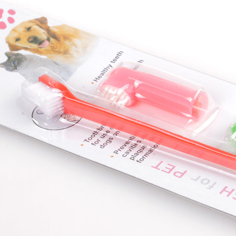 Double Head Toothbrush + Soft Pet Finger Toothbrush Set - Dogs & Cats Teeth Care Cleaning Brush - Image 6