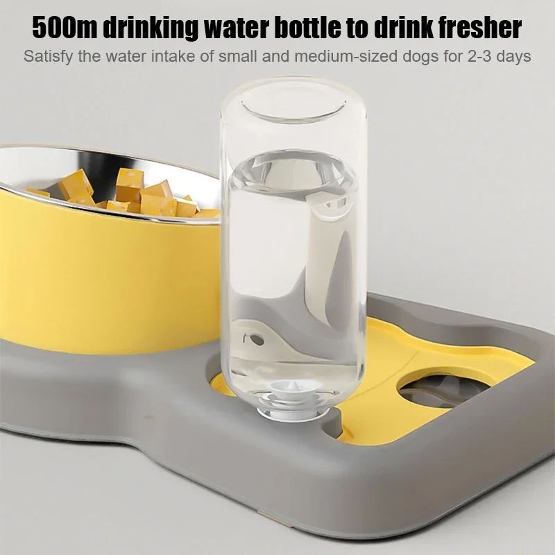 Pet Feeder Bowls & Water Bottle Set - 2-in-1 Feeding and Drinking Dispenser, 15-Degree Tilt Design - Image 9