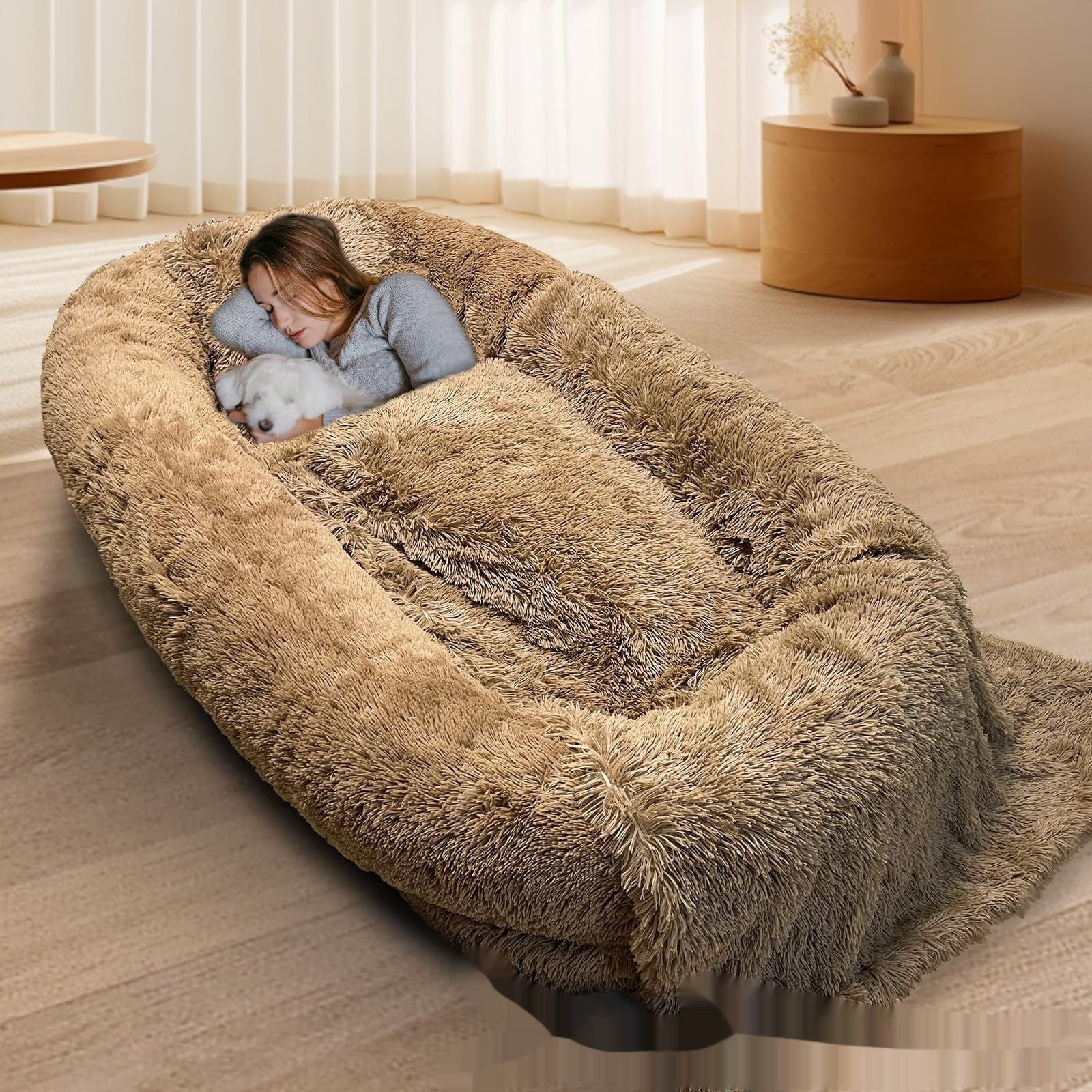 Queen Bed Pet Plush Sofa For Owner And Dog - Image 5
