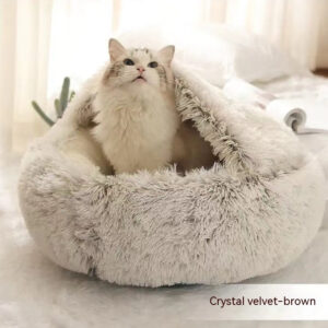 Alternative view of 2 In 1 Dog And Cat Bed - Pet Winter Bed, Round Plush Warm Bed House
