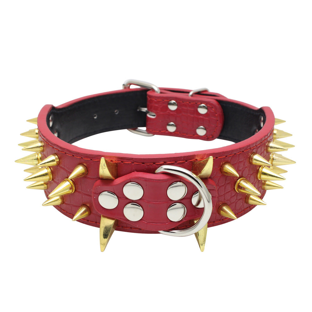 Large Explosion-Proof Rivet Bite-Proof Pet Collar - Berry - Image 8