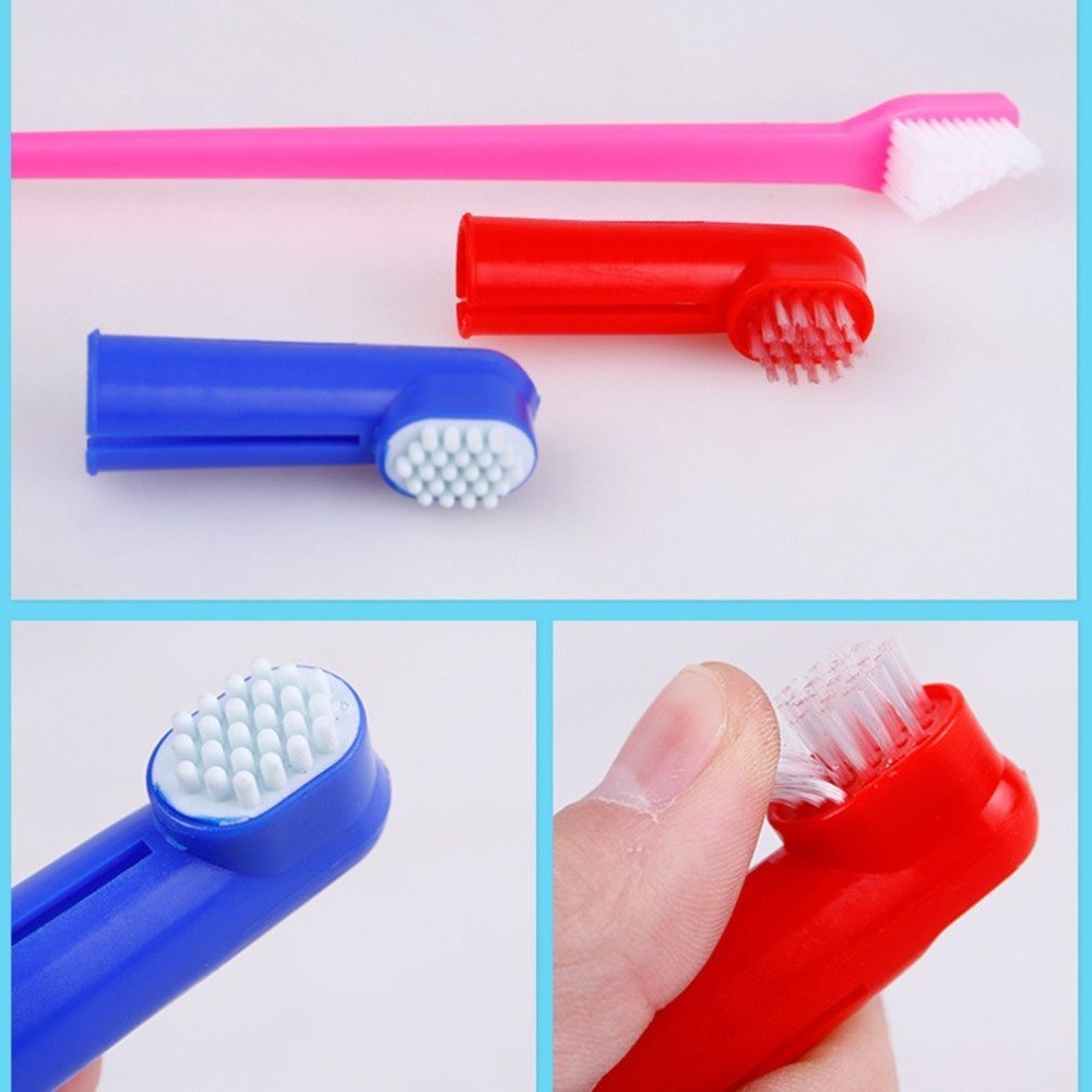 Double Head Toothbrush + Soft Pet Finger Toothbrush Set - Dogs & Cats Teeth Care Cleaning Brush - Image 4