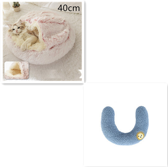 2 In 1 Dog And Cat Bed - Pet Winter Bed, Round Plush Warm Bed House - Image 65