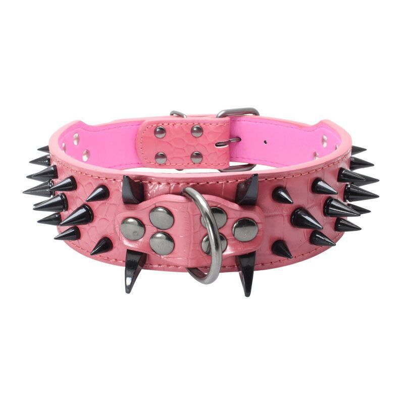 Large Explosion-Proof Rivet Bite-Proof Pet Collar - Berry - Image 9