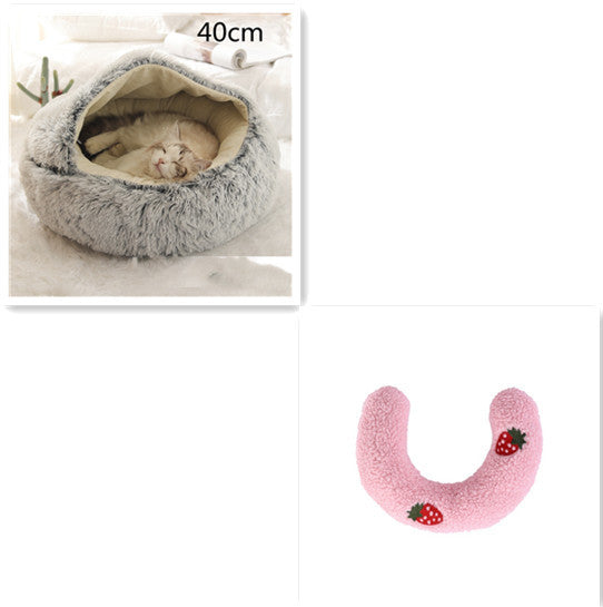 2 In 1 Dog And Cat Bed - Pet Winter Bed, Round Plush Warm Bed House - Image 33