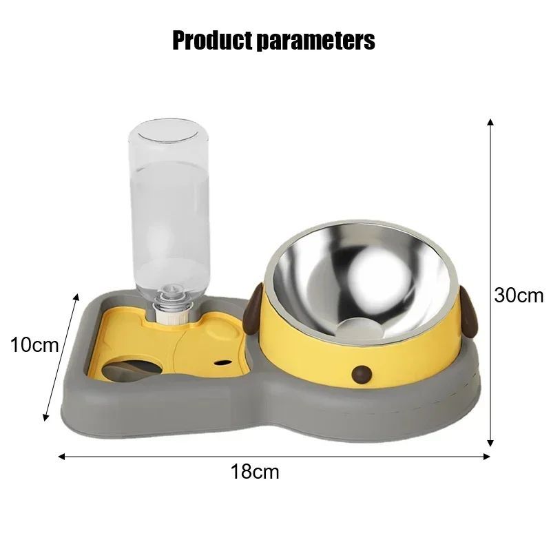 Pet Feeder Bowls & Water Bottle Set - 2-in-1 Feeding and Drinking Dispenser, 15-Degree Tilt Design - Image 4