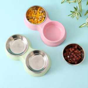 Alternative view of Double Pet Bowls - Dog Food & Water Feeder, Stainless Steel Drinking Dish