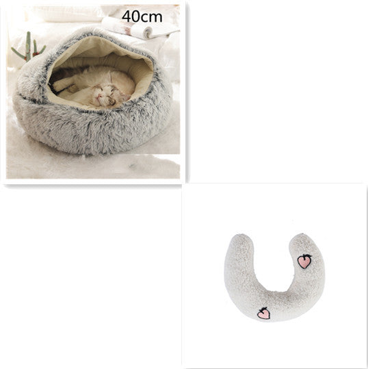 2 In 1 Dog And Cat Bed - Pet Winter Bed, Round Plush Warm Bed House - Image 32