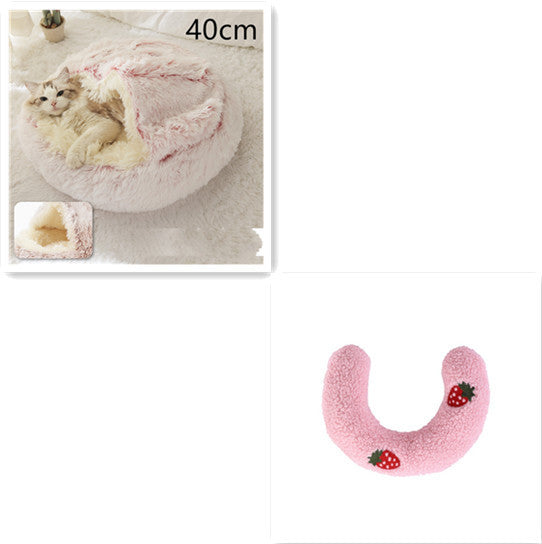 2 In 1 Dog And Cat Bed - Pet Winter Bed, Round Plush Warm Bed House - Image 64